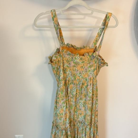 ModCloth | Orange & Pink Floral Charming Chance Encounters Milkmaid Boho Maxi - Picture 9 of 9